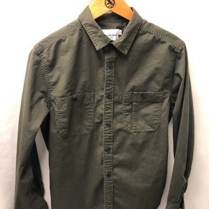 Men's button down army green